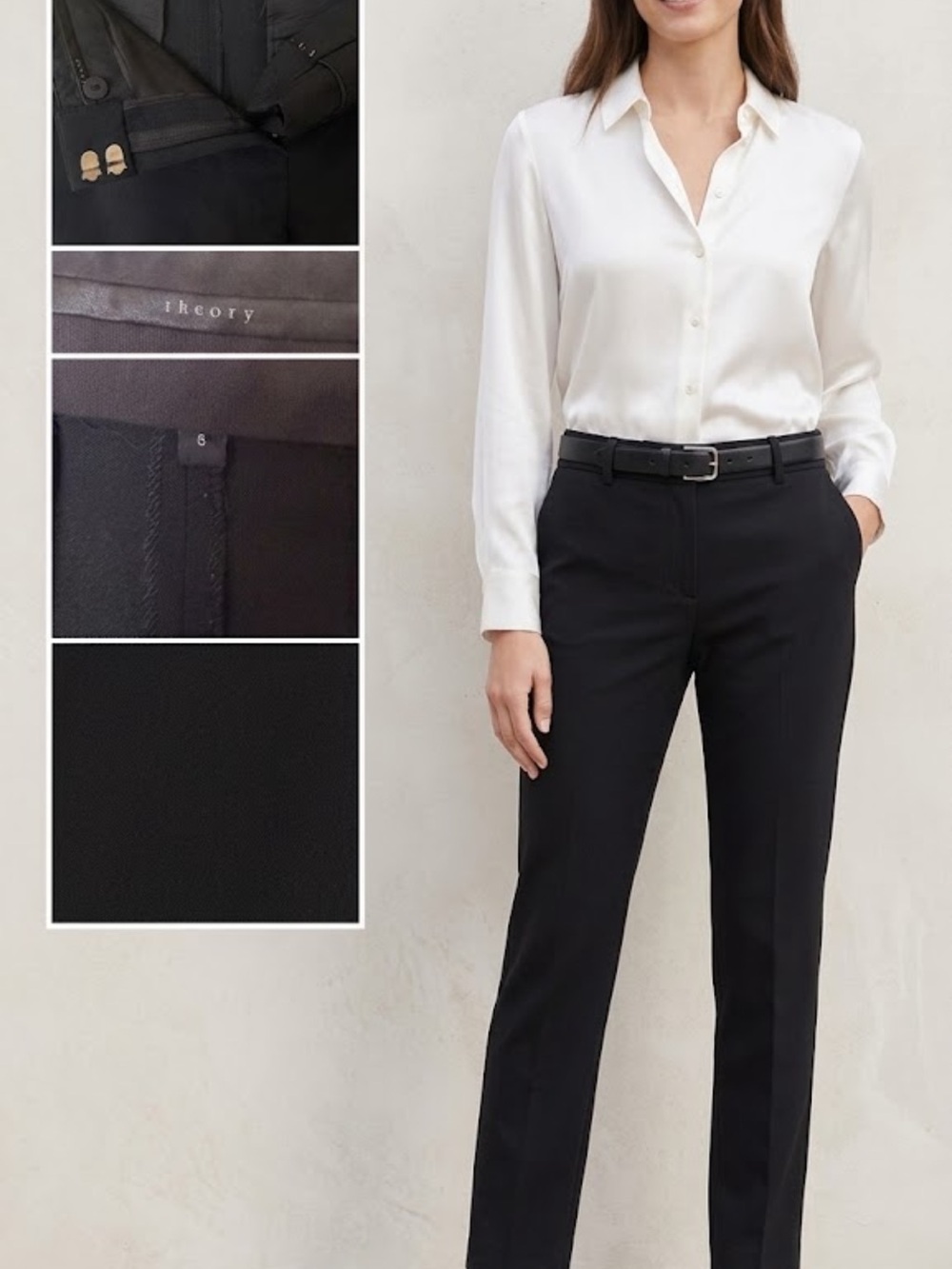 Theory Black Straight-Leg Tailored Trousers